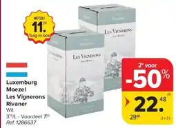 Carrefour Luxemburg Moezel Les Vignerons Rivaner aanbieding