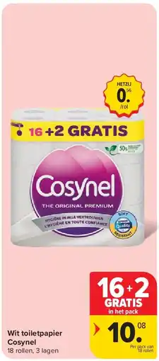 Carrefour Wit toiletpapier Cosynel aanbieding