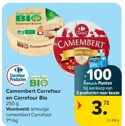 Carrefour Camembert Carrefour en Carrefour Bio aanbieding