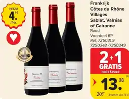 Carrefour Frankrijk Côtes du Rhône Villages Sablet, Valréas of Cairanne aanbieding