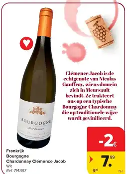 Carrefour Frankrijk Bourgogne Chardonnay Clémence Jacob aanbieding