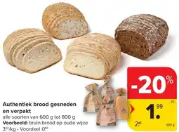 Carrefour Authentiek brood gesneden en verpakt aanbieding