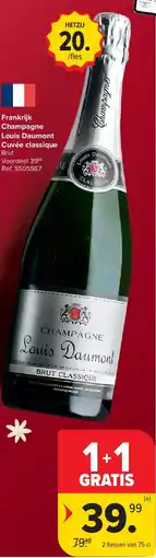 Carrefour Frankrijk Champagne Louis Daumont Cuvée classique aanbieding