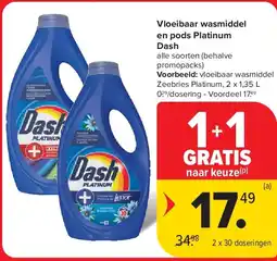 Carrefour Vloeibaar wasmiddel en pods Platinum Dash aanbieding