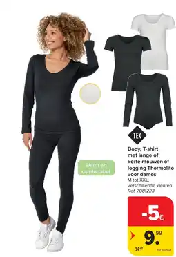 Carrefour Body, T-shirt met lange of korte mouwen of legging Thermolite voor dames aanbieding