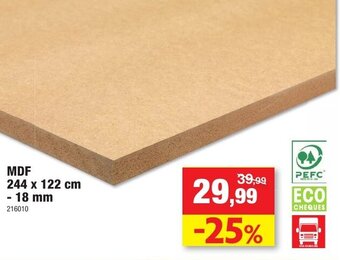 Hubo MDF 244x122cm-18mm aanbieding