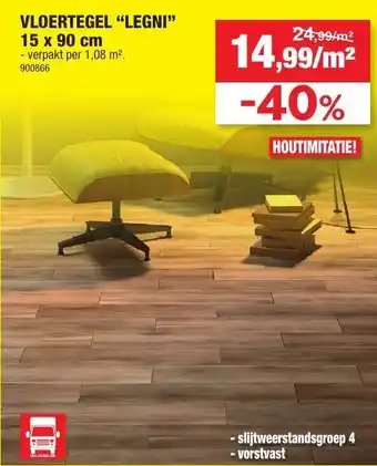 Hubo Vloertegel Legni 15x90cm aanbieding
