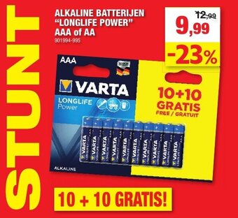 Hubo Alkaline Batterijen Longlife Power AAA of AA aanbieding