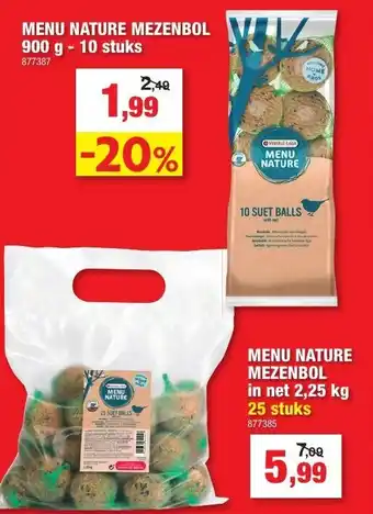 Hubo Menu Nature Mezenbol 900g-10 stuks aanbieding
