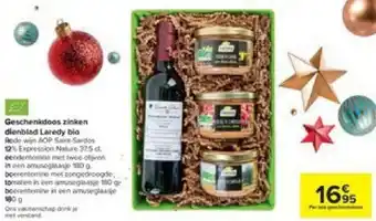 Carrefour Geschenkdoos zinken dienblad Laredy bio aanbieding