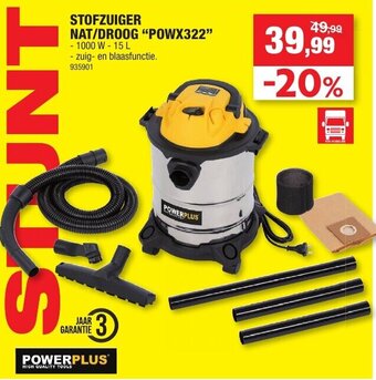 Hubo Stofzuiger Nat/Droog POWX322 aanbieding