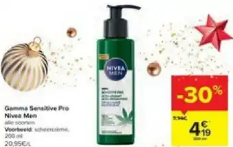 Carrefour Gamma Sensitive Pro Nivea Men 200ml aanbieding