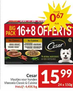 Intermarché Cesar Vlootjes voor honden Vleesmix Classic & Cuisine aanbieding