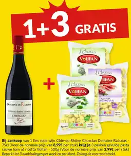 Intermarché Cotes-du-rhone Chusclan Domaine Rabusas + Voltan pasta rauwe ham of ricotta aanbieding