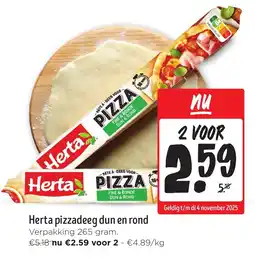 Jumbo Herta pizzadeeg dun en rond aanbieding
