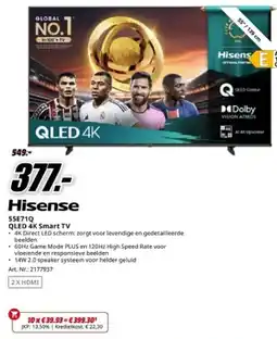 MediaMarkt Hisense 55E71Q QLED 4K Smart TV aanbieding
