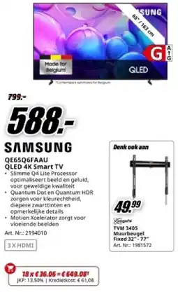 MediaMarkt Samsung QE65Q6FAAU QLED 4K Smart TV aanbieding