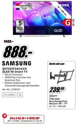 MediaMarkt Samsung QE75Q7F5AUXXN QLED 4K Smart TV aanbieding