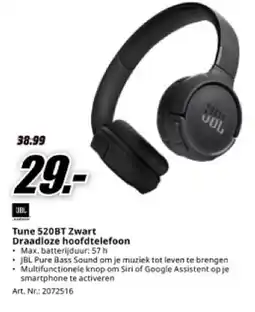 MediaMarkt JBL Tune 520BT Zwart Draadloze hoofdtelefoon aanbieding