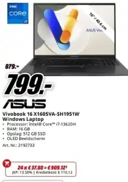 MediaMarkt Asus Vivobook 16 X1605VA-SH1951W Windows Laptop aanbieding