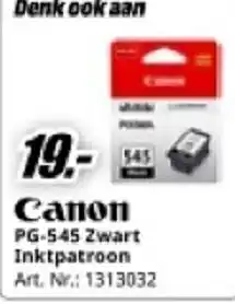 MediaMarkt Canon PG-545 Zwart Inktpatroon Art. Nr.: 1313032 aanbieding