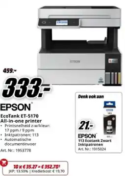 MediaMarkt Epson EcoTank ET-5170 All-in-one printer aanbieding