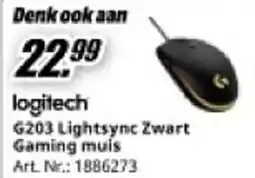 MediaMarkt logitech G203 Lightsync Zwart Gaming muis aanbieding