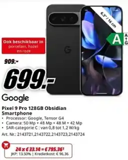 MediaMarkt Google Pixel 9 Pro 128GB Obsidian Smartphone aanbieding
