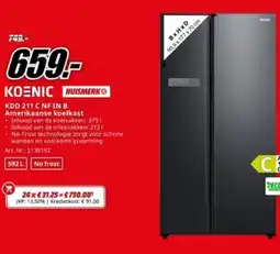 MediaMarkt Koenic KDD 211 C NF IN B Amerikaanse koelkast aanbieding