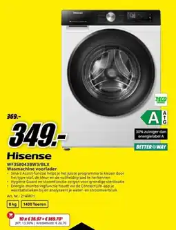 MediaMarkt Hisense WF358043BW3/BLX Wasmachine voorlader aanbieding