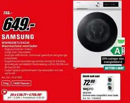 MediaMarkt Samsung WW90DB7U34GW Wasmachine voorlader aanbieding