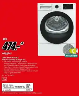MediaMarkt Whirlpool CWD 84M WBS BE Warmtepomp droogkast aanbieding