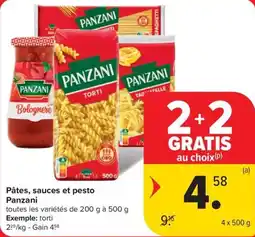 Carrefour Market Panzani Pâtes, sauces et pesto aanbieding