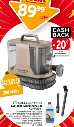 Trafic Rowenta tapijtreiniger clean it compact aanbieding