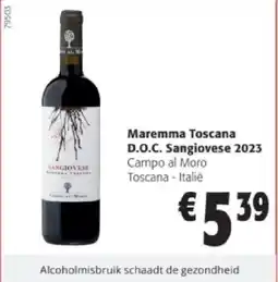 Colruyt Maremma Toscana D.O.C. Sangiovese 2023 aanbieding