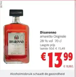 Colruyt Disaronno amaretto Originale 28% vol 70 cl aanbieding