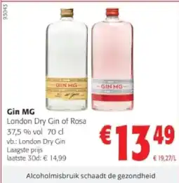 Colruyt Gin MG London Dry Gin of Rosa 37,5 % vol 70 cl aanbieding