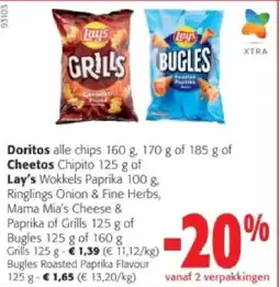 Colruyt Bugles Roasted Paprika Flavour 125 g aanbieding