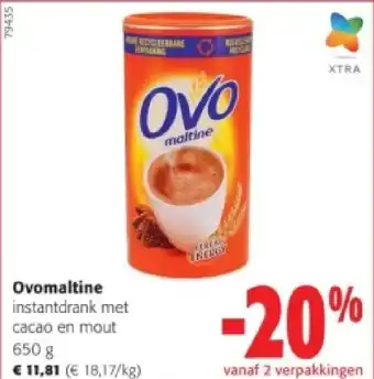 Colruyt Ovomaltine instantdrank met cacao en mout 650 g aanbieding