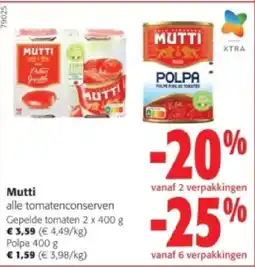 Colruyt Mutti Gepelde tomaten om 2 x 400 g aanbieding