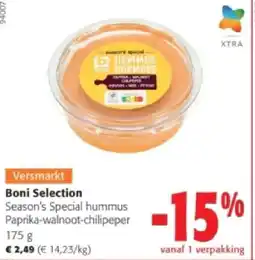 Colruyt Boni Selection Season's Special hummus Paprika-walnoot-chilipeper 175 g aanbieding