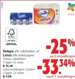 Colruyt Tempo zakdoeken 4 lagen 42 stuks aanbieding