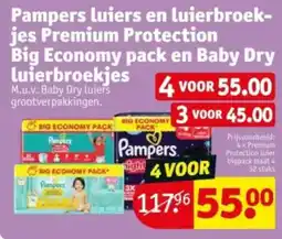 Kruidvat Pampers luiers en luierbroek jes premium protection big economy pack en baby dry luierbroekjes aanbieding