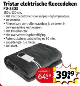 Kruidvat Tristar elektrische fleecedeken PD-3803 aanbieding