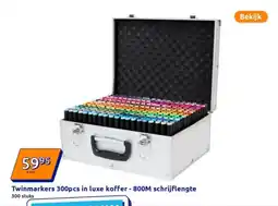Action Twinmarkers in luxe koffer 800M schrijflengte aanbieding