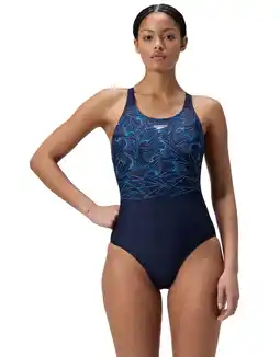 Decathlon Speedo Badpak Eco Endurance+ Hyperboom Placement Muscleback Navy/Blauw aanbieding