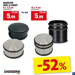 Hubo Diggers deurstop 90x75 mm inox zwart aanbieding
