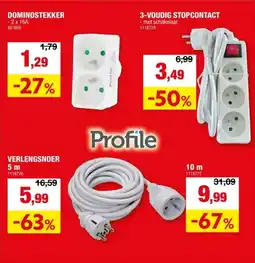 Hubo Profile Dominostekker 2x 16A wit aanbieding