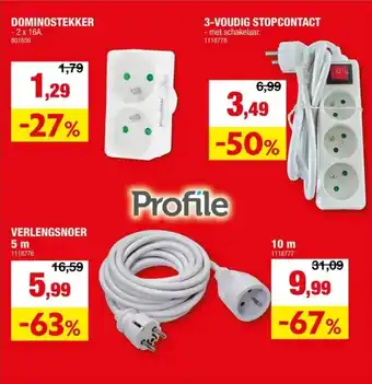 Hubo Profile Dominostekker 2x 16A wit aanbieding