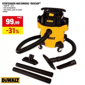 Hubo Dewalt DXV20P nat-/droogzuiger 20l aanbieding